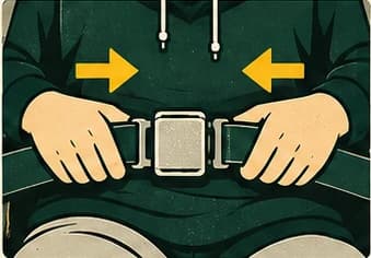 Manos abrochando un cinturón de seguridad
